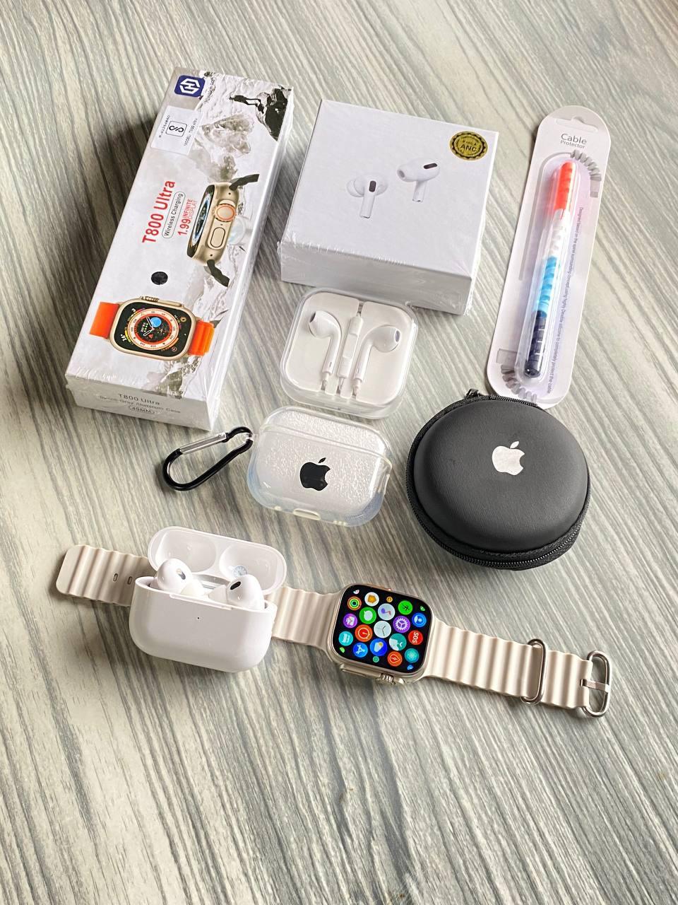 Ultra smartwatch combo with airpods pro 2 case and other White