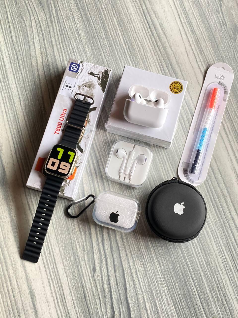 Ultra smartwatch combo with airpods pro 2 case and other Black
