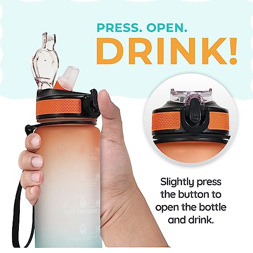Unbreakable Water Bottle with Motivational Time Marker (1 Liter)