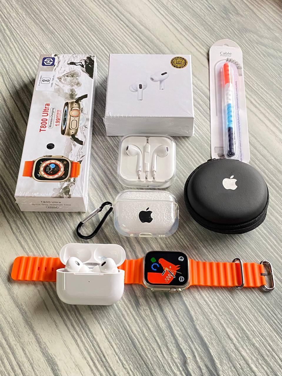 Ultra smartwatch combo with airpods pro 2 case and other Orange