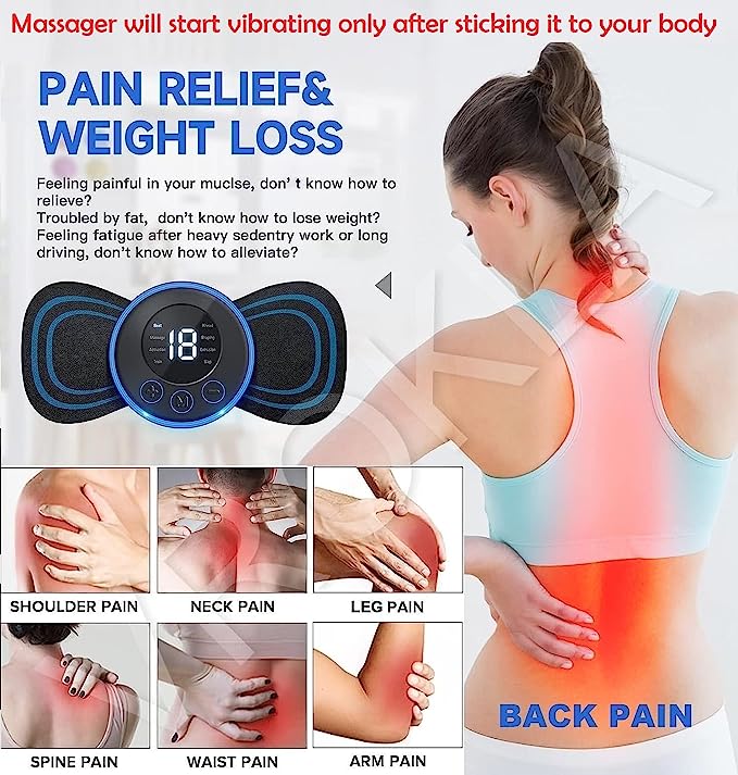 VROKLA Body Massager Machine for Pain Relief Wireless Massager 8 Mode & 19  Strength Level EMS Massager Mini Massager Butterfly Massager for Shoulder  Legs Massag…