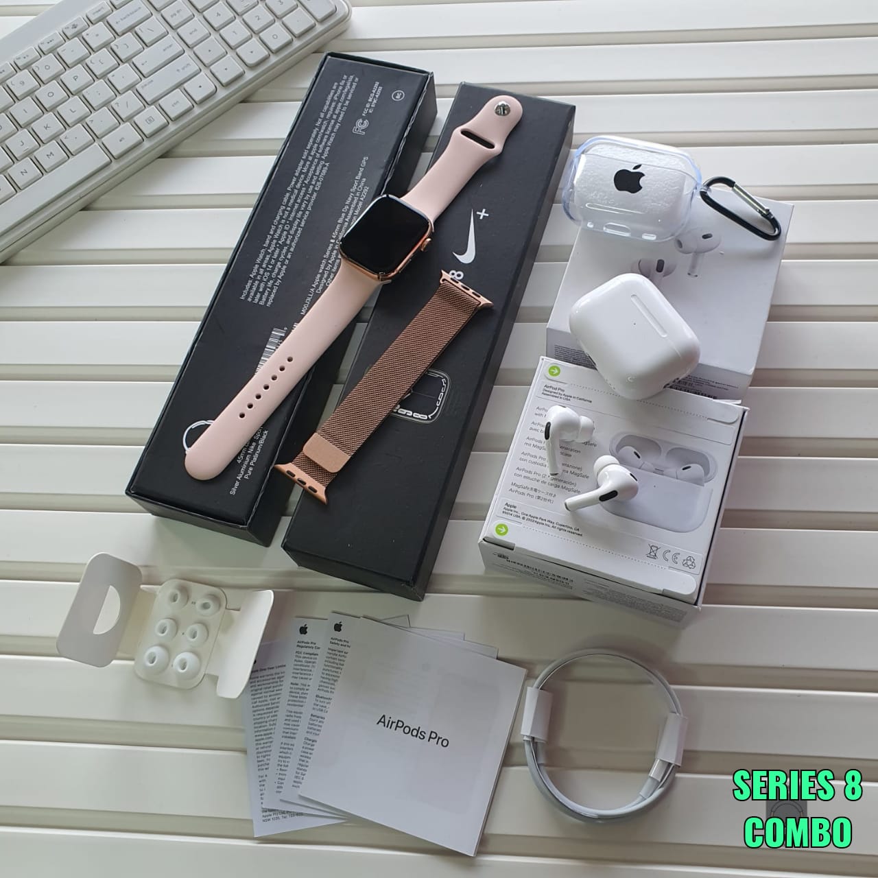 Series 8 combo including series 8 watch, earpods pro 2 with case and metal strap
