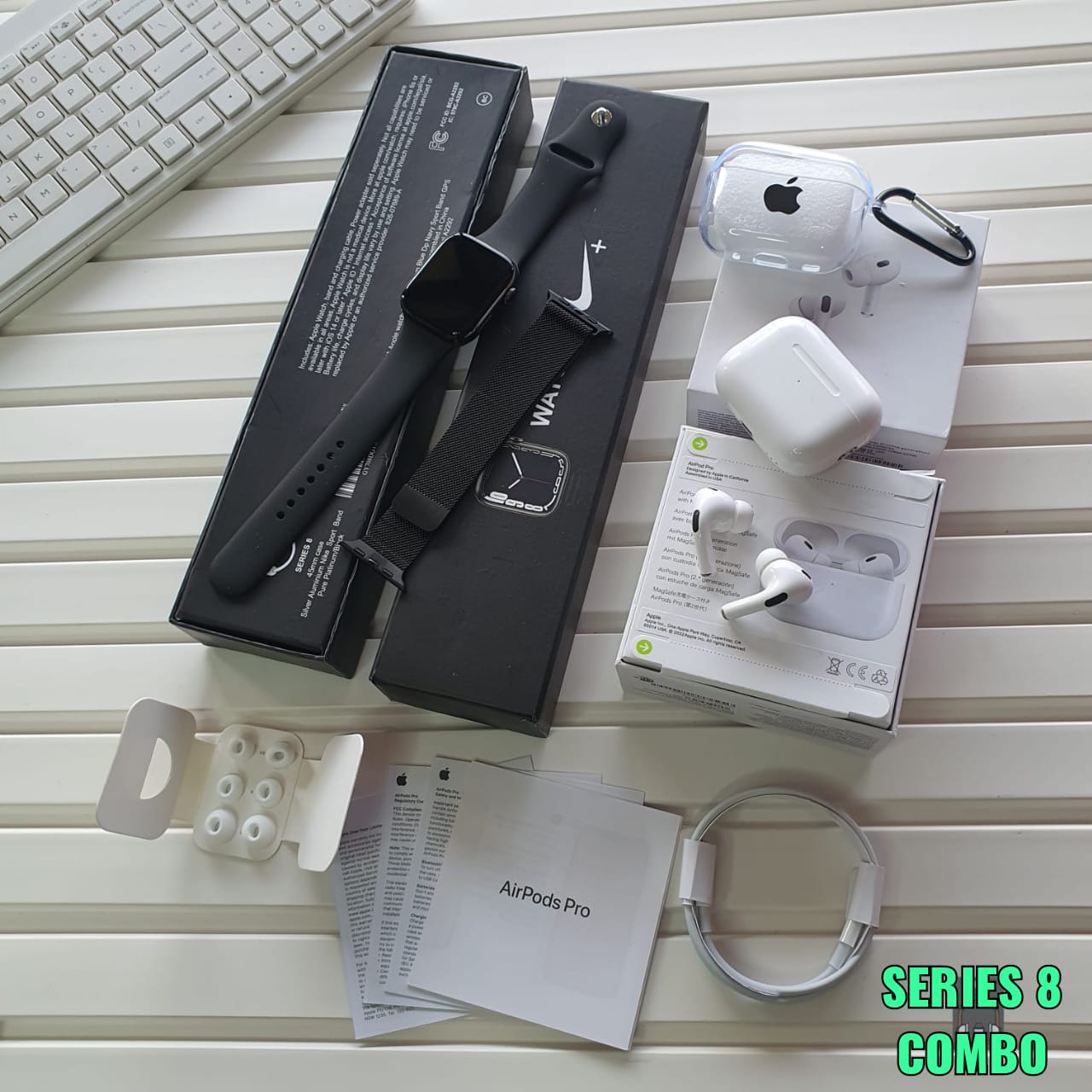 Series 8 combo including series 8 watch, earpods pro 2 with case and metal strap